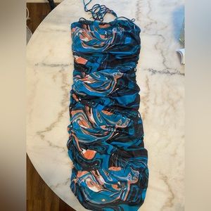 Mesh halter midi dress.